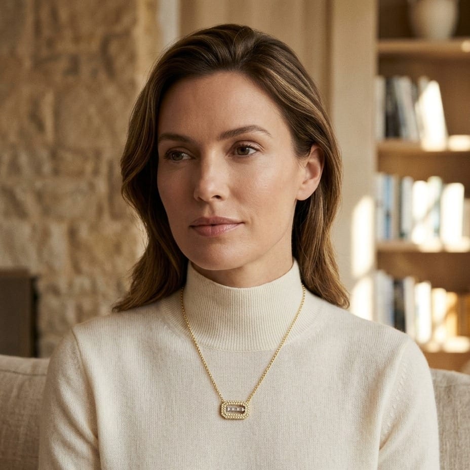 Baguette & Round Diamond East West Paper Clip Necklace 1/3ctw in 14 karat two tone in 14K Two-Tone Gold - lifestyle
