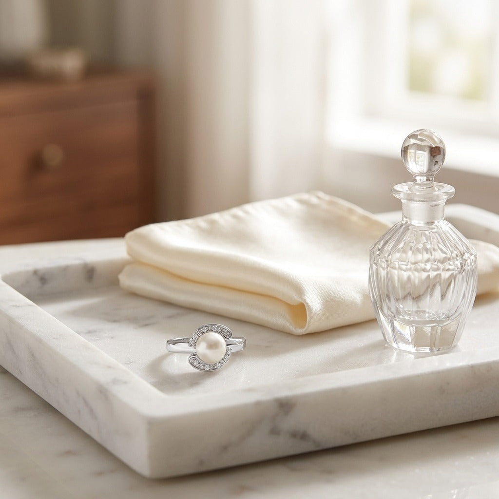 Akoya Pearl & Diamond Ring in 14K White Gold - lifestyle
