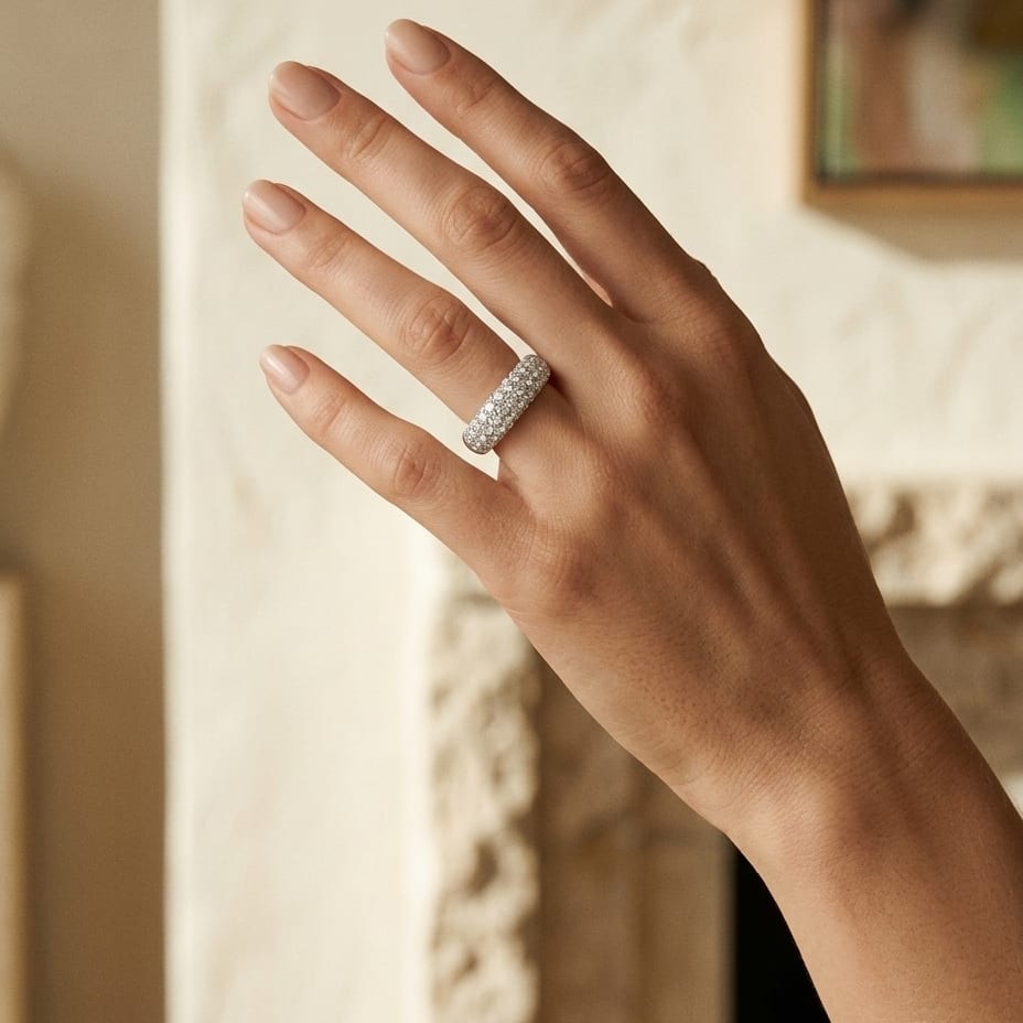 Diamond Pave Ring in 14K White Gold - lifestyle