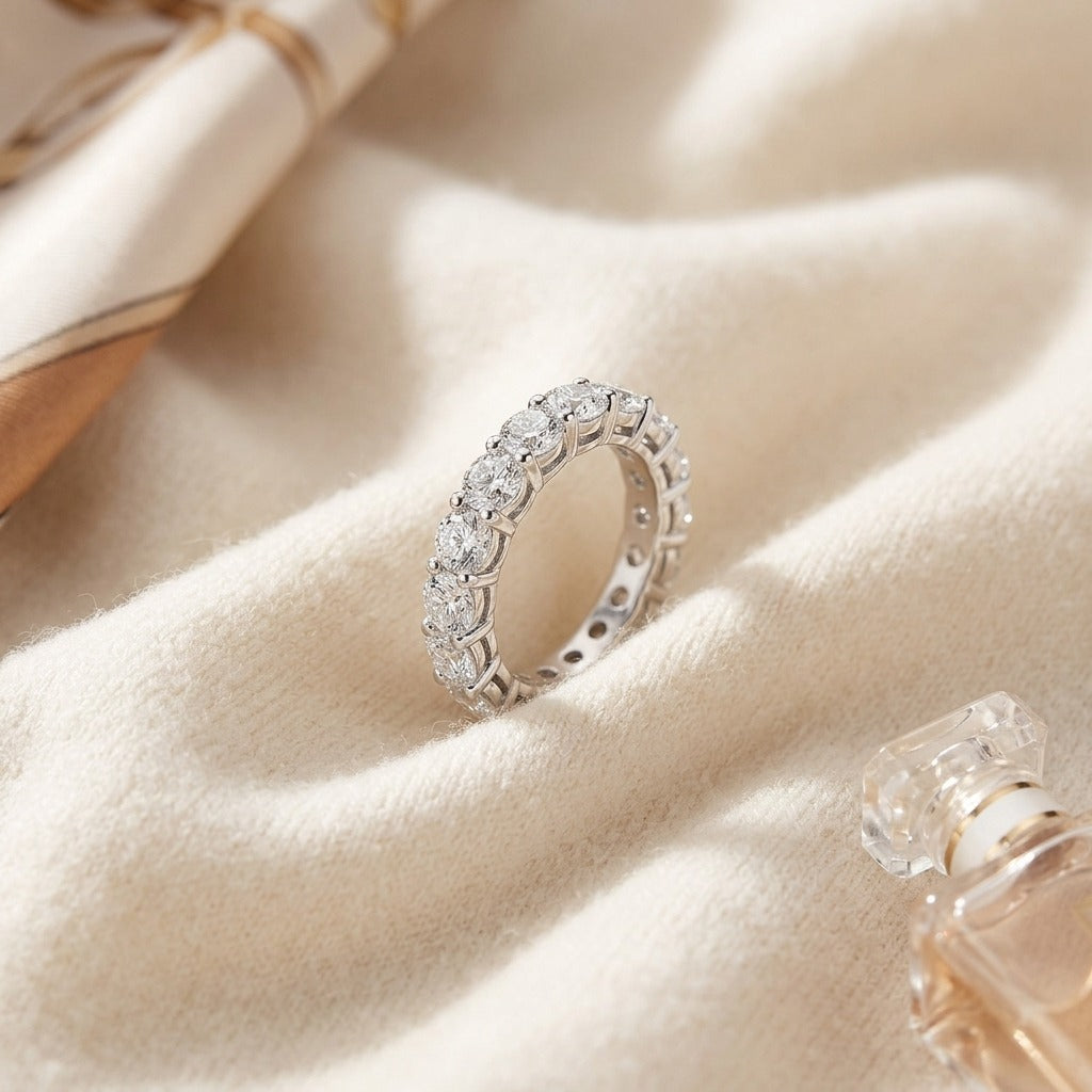 Diamond Ring in 14K White Gold - flat lay