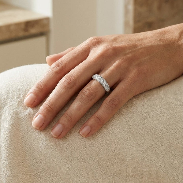 Pave Diamond Band in 14K Gold 1/4 Ct. Tw. in 14K White Gold - lifestyle
