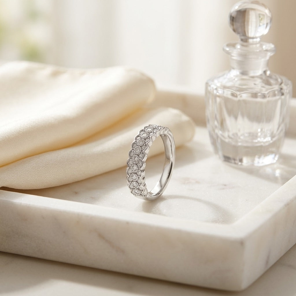 Cluster 0.33ctw Diamond Band in 14K White Gold - lifestyle