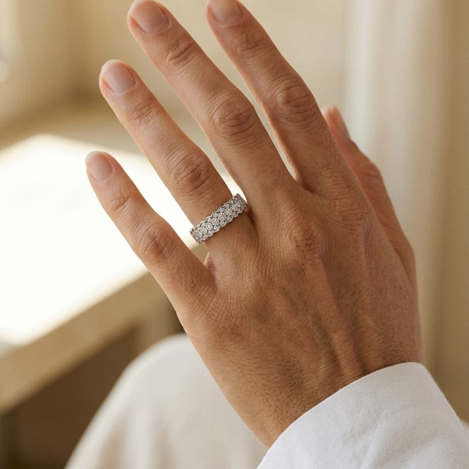 Cluster 0.33ctw Diamond Band in 14K White Gold - editorial