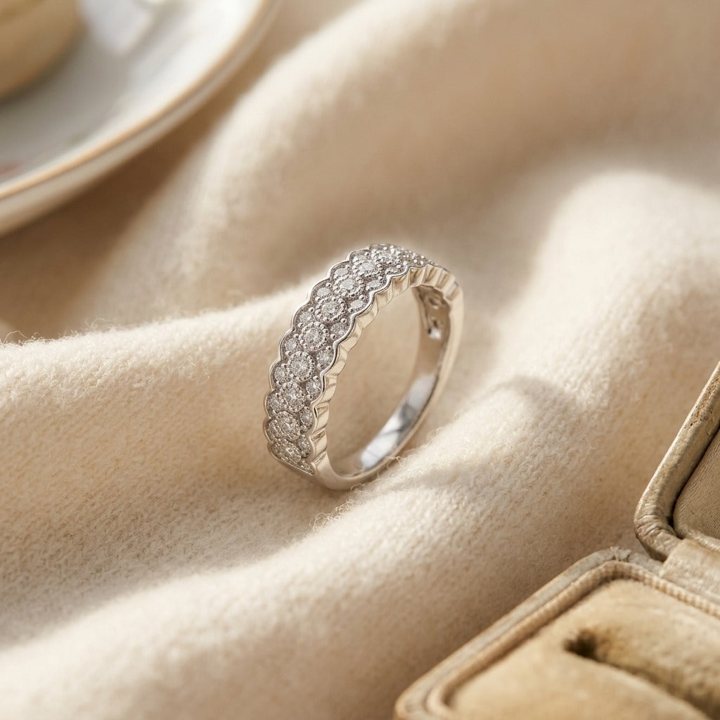 Cluster 0.33ctw Diamond Band in 14K White Gold - flat lay