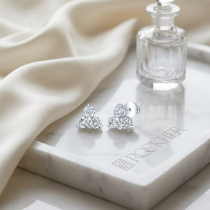 ต่างหูเพชร ตัวเรือนทองคำขาว 14K จาก RockHer
