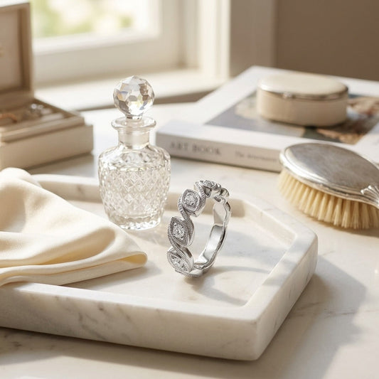 Diamond Leaf Band in 14K White Gold - editorial