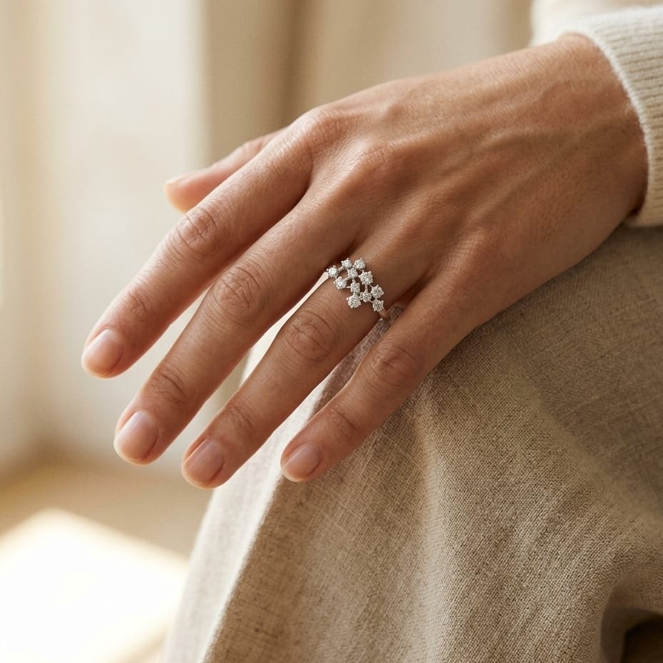 Scattered Diamond Ring in 14K White Gold - editorial