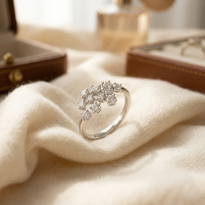 Scattered Diamond Ring in 14K White Gold - flat lay