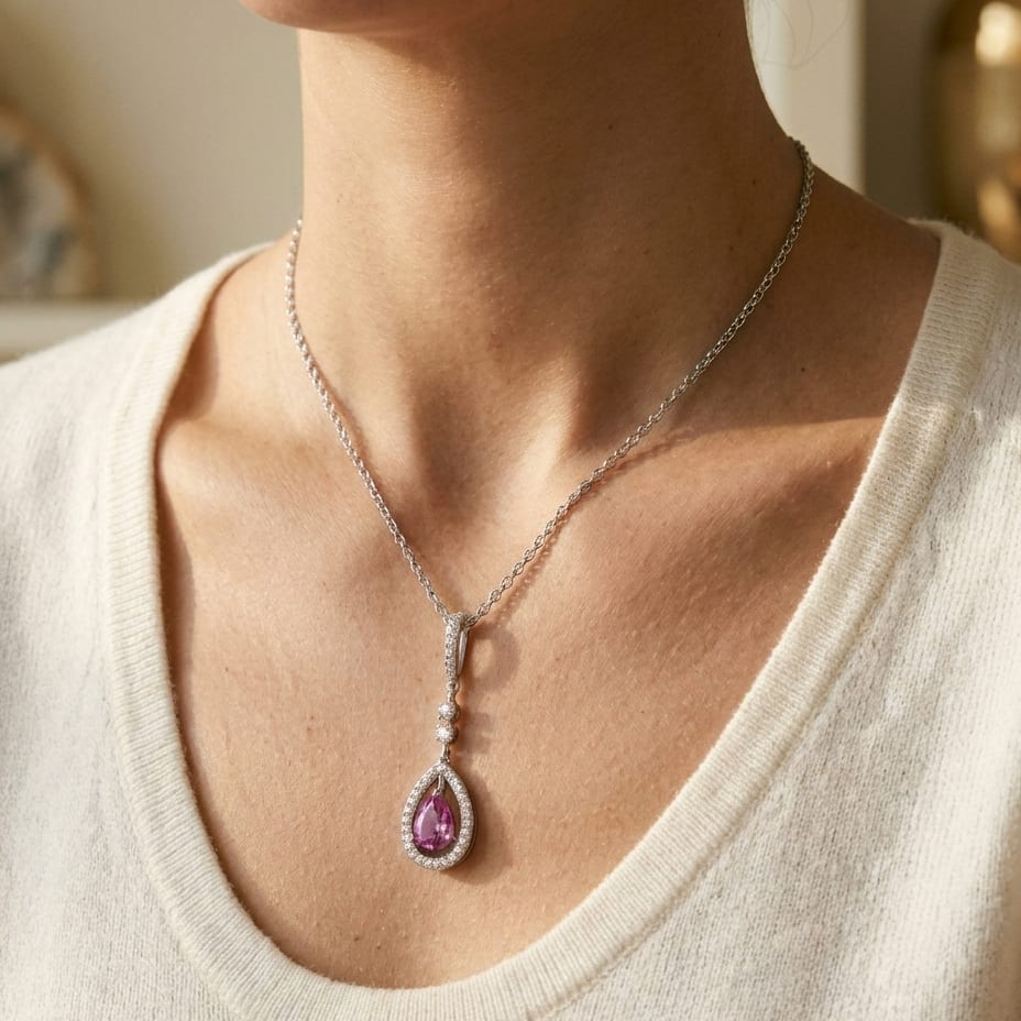 สร้อยคอเพชร ตัวเรือนทองคำขาว 14K จาก RockHer
