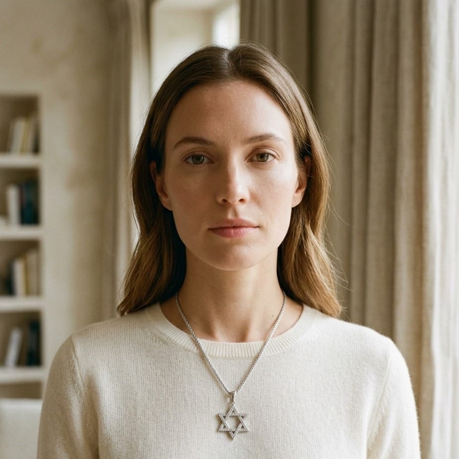 Diamond Pave Star of David Pendant in 14K White Gold - editorial