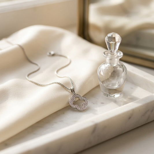 Pave Diamond Clover in 14K White Gold - editorial