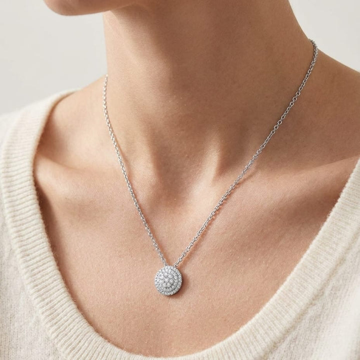 จี้เพชร ทรงกลม ตัวเรือนทองคำขาว 14K จาก RockHer