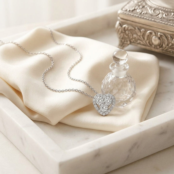 Diamond Heart Pendant in 14K White Gold - lifestyle