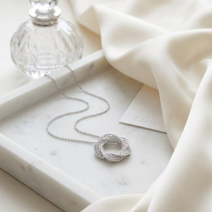 จี้เพชร ทรงกลม ตัวเรือนทองคำขาว 14K จาก RockHer