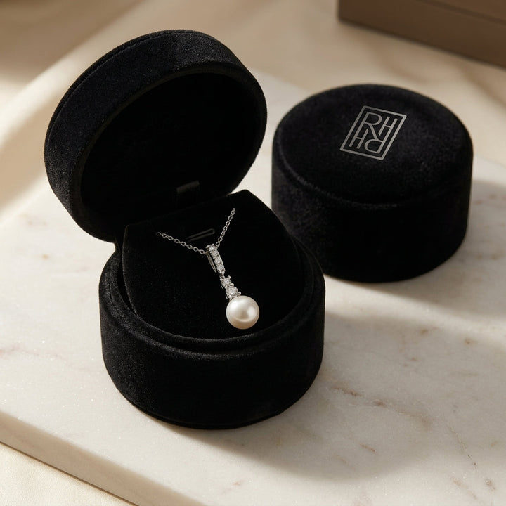 Cultured Pearl & Diamond Pendant with Graduated Prong-Set Bail in 14K White Gold - presentation
