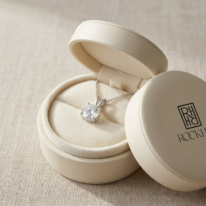 จี้เพชร Solitaire Pendants ทรงกลม ฐานตะกร้า 4 หนาม จาก RockHer