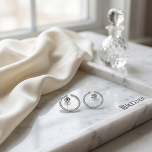 ต่างหูเพชร ตัวเรือนทองคำขาว 14K จาก RockHer
