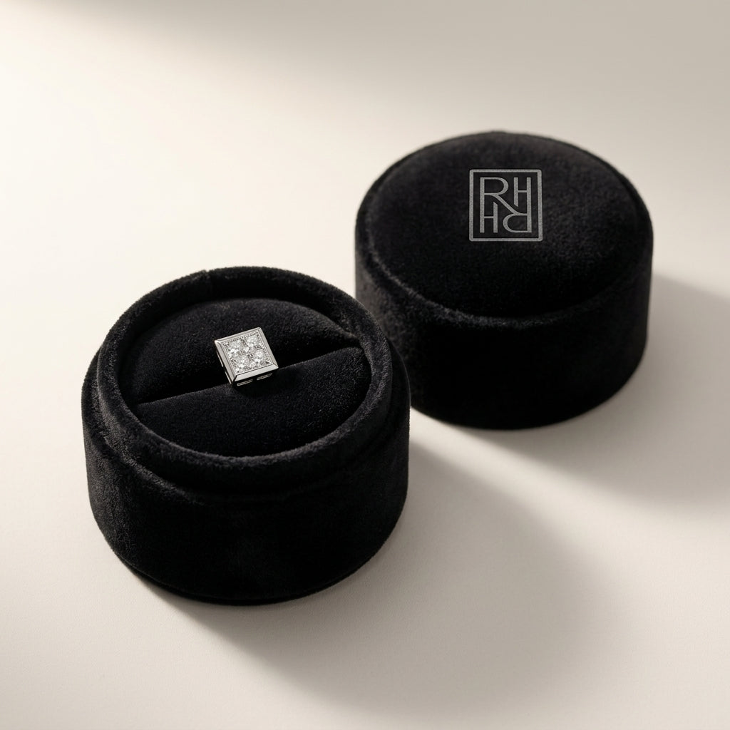 Princess Cut Diamond Earrings in 14K White Gold - presentation