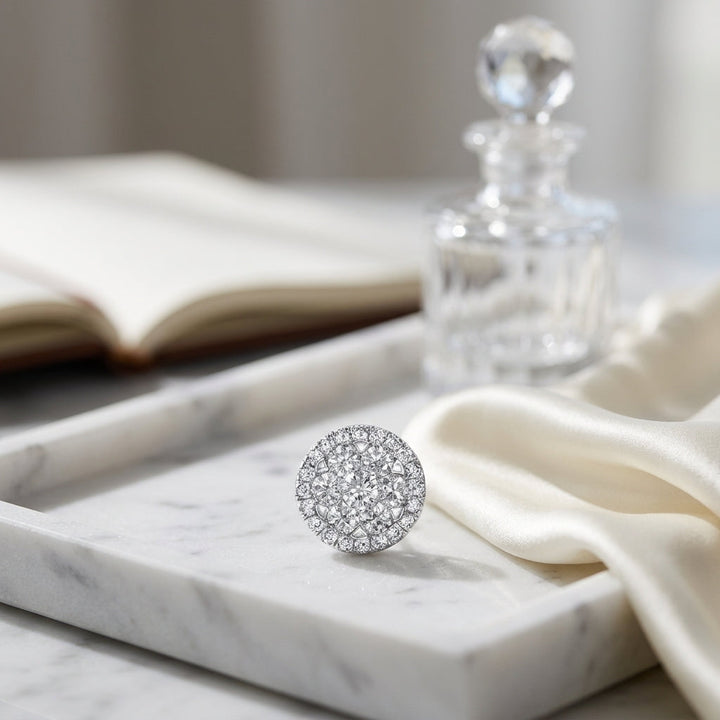 Diamond Halo Earrings in 14K White Gold - lifestyle