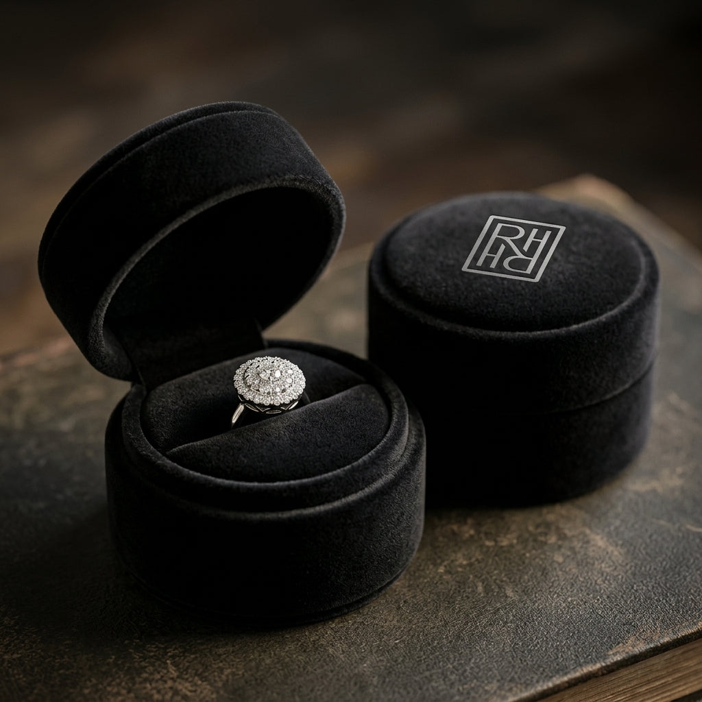 Diamond Halo Earrings in 14K White Gold - presentation