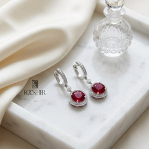 ต่างหูทับทิม ตัวเรือนทองคำขาว 14K จาก RockHer