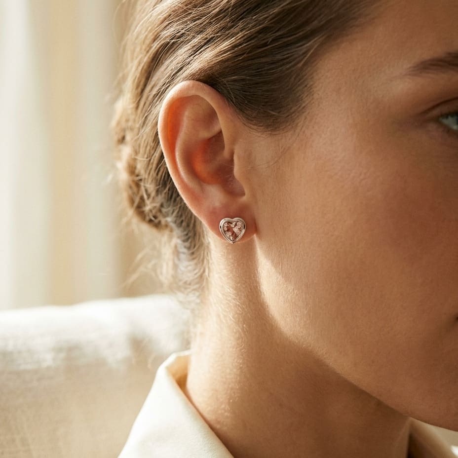 Heart Shaped Morganite Earring in 14K White Gold - lifestyle