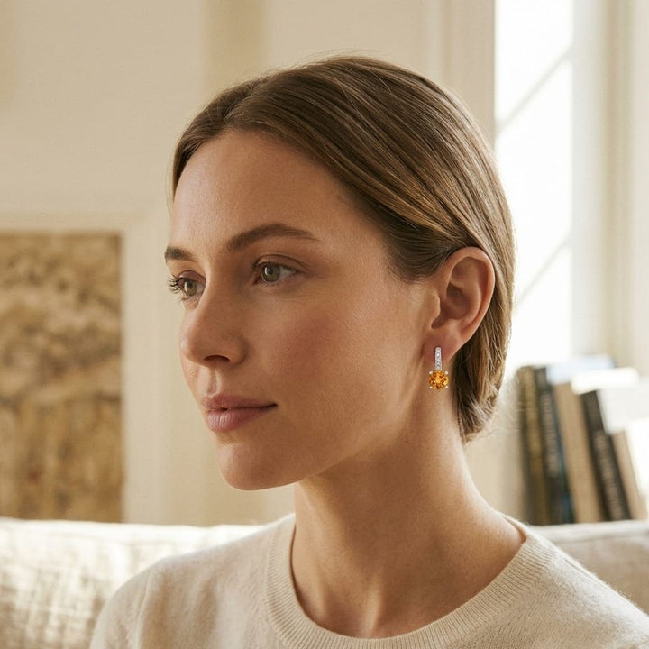 ต่างหูเพชร ตัวเรือนทองคำขาว 14K จาก RockHer