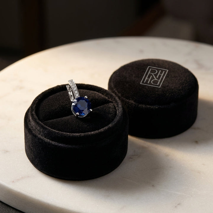 Sapphire & Diamond Earrings in 14K White Gold - presentation