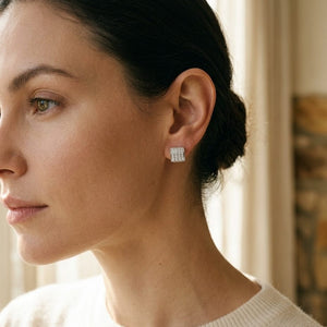 ต่างหูเพชร ตัวเรือนทองคำขาว 14K จาก RockHer