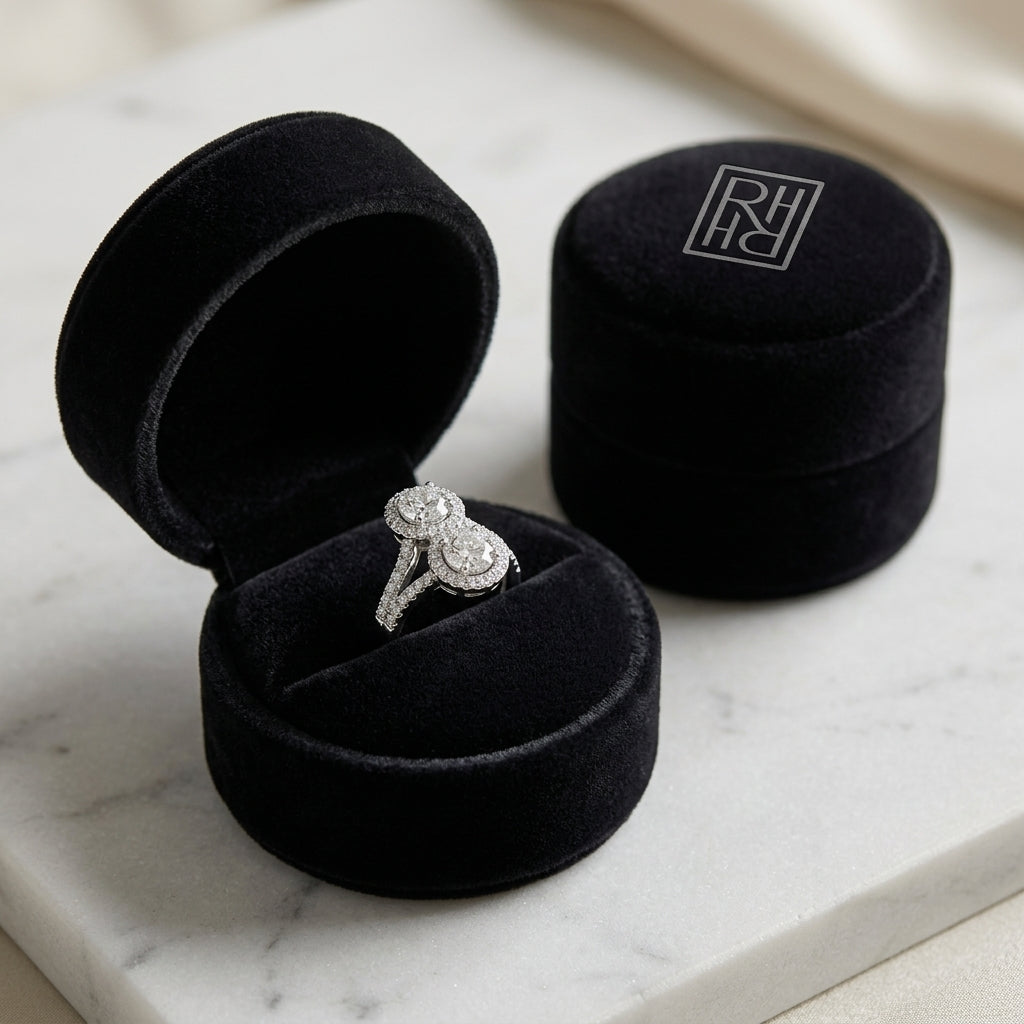 Double Diamond Infinity Pave Drop 2 Stone Earrings in 14K White Gold - presentation