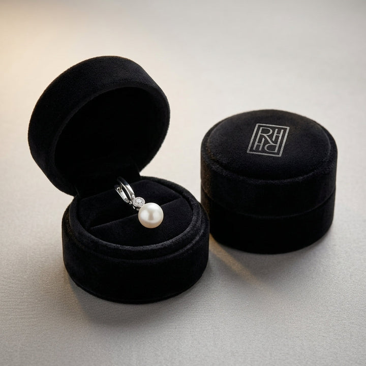 Akoya Pearl & Bezel Diamond Earrings 1/5ctw in 14K White Gold - presentation