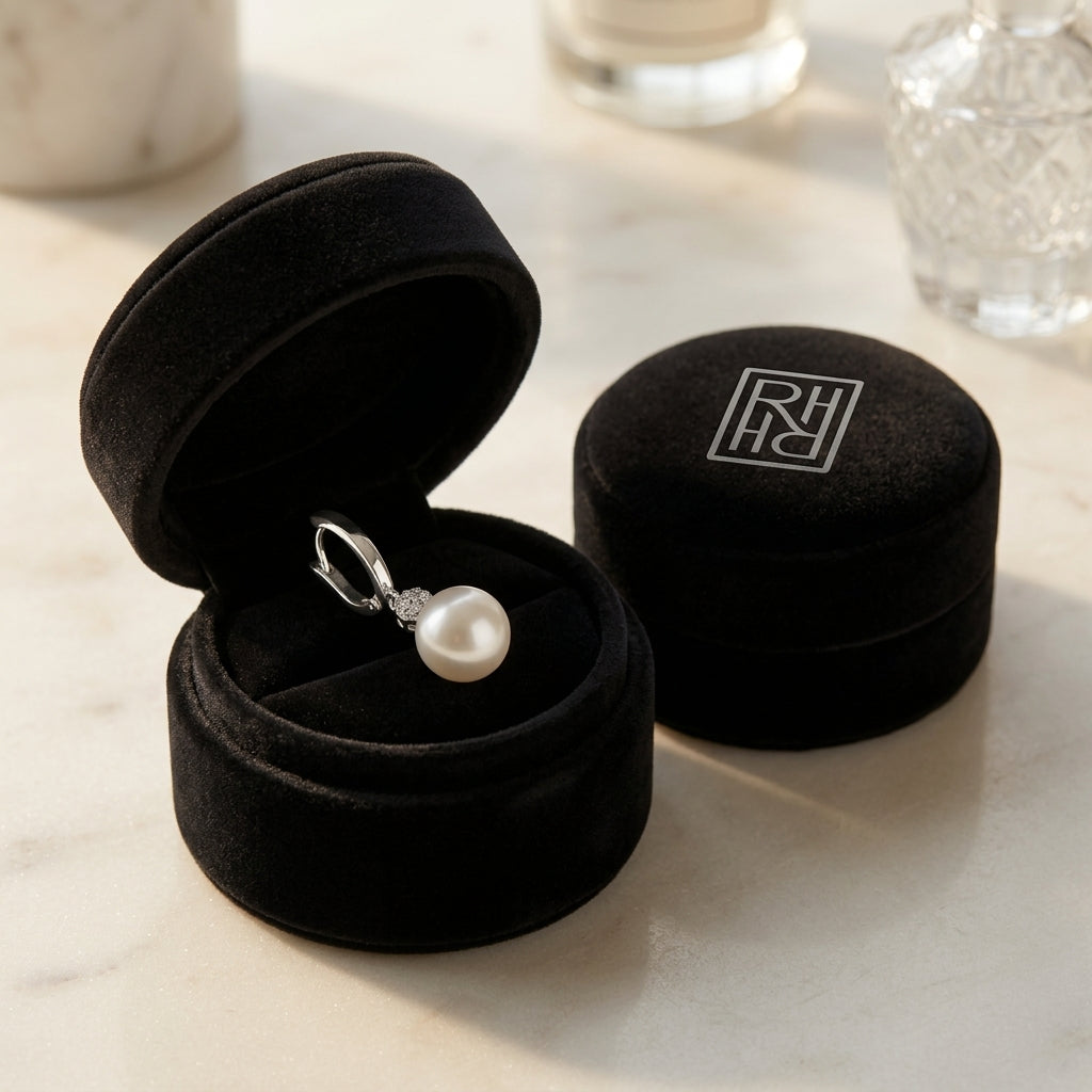 Akoya Pearl & Diamond Dangle Earrings in 14K White Gold - presentation