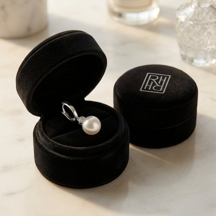 Akoya Pearl & Diamond Dangle Earrings in 14K White Gold - presentation