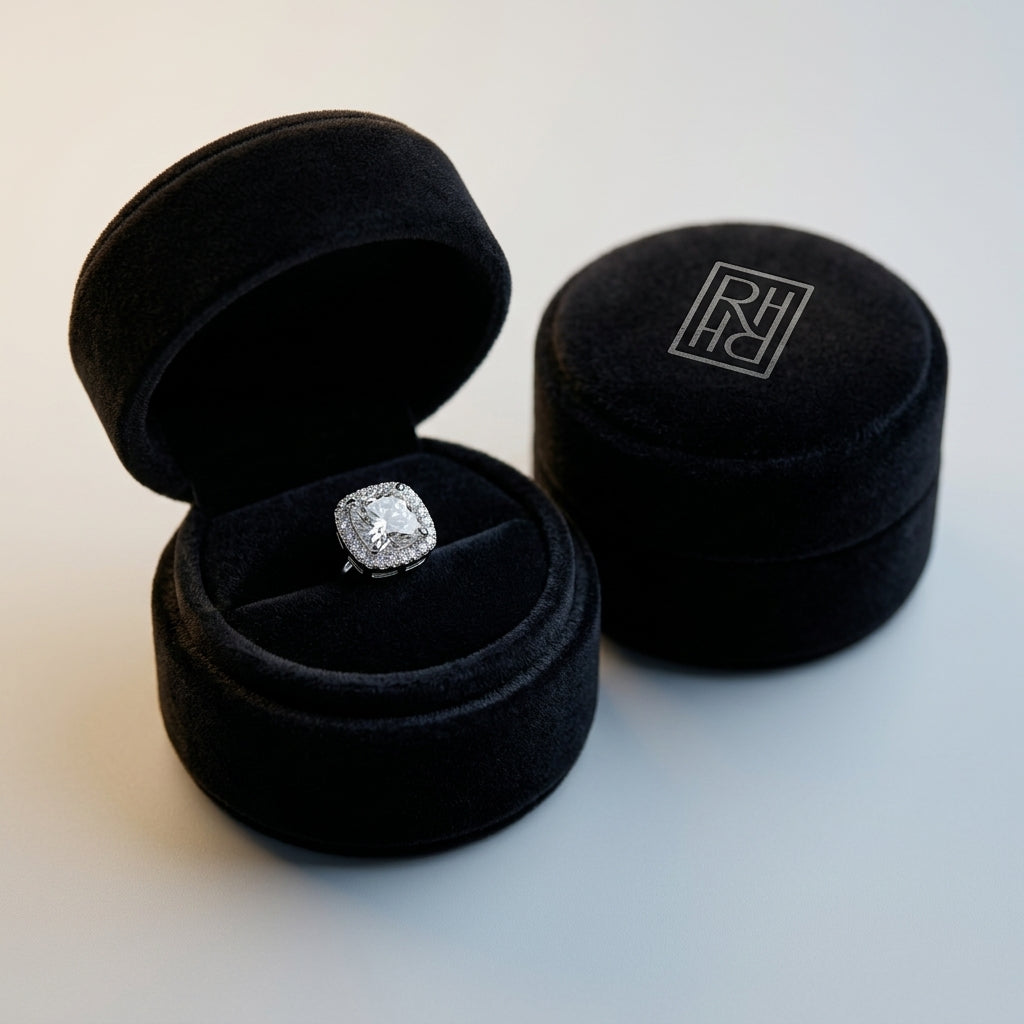 Diamond Pave Double Halo Earring in 14K White Gold - presentation