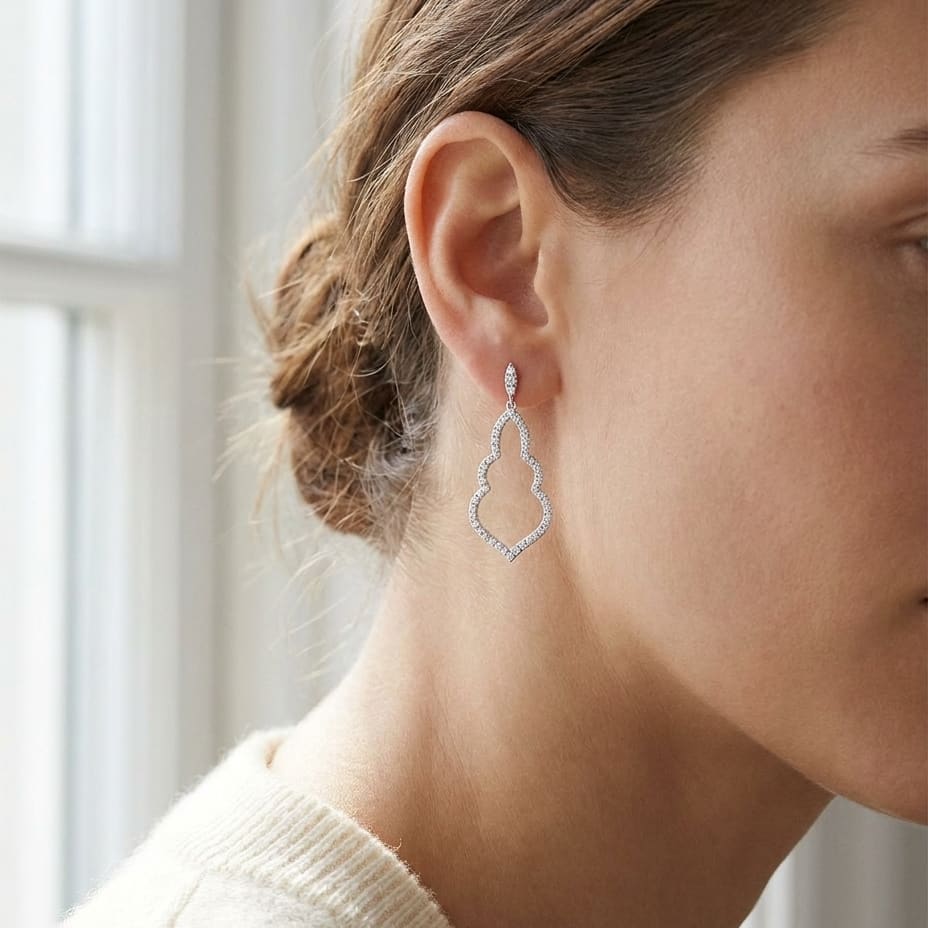 ต่างหูเพชร ตัวเรือนทองคำขาว 14K จาก RockHer