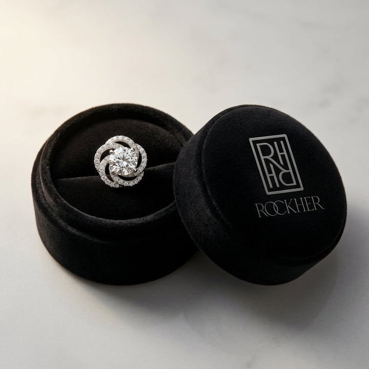 Diamond Floral Earrings 1ctw in 14K White Gold - presentation