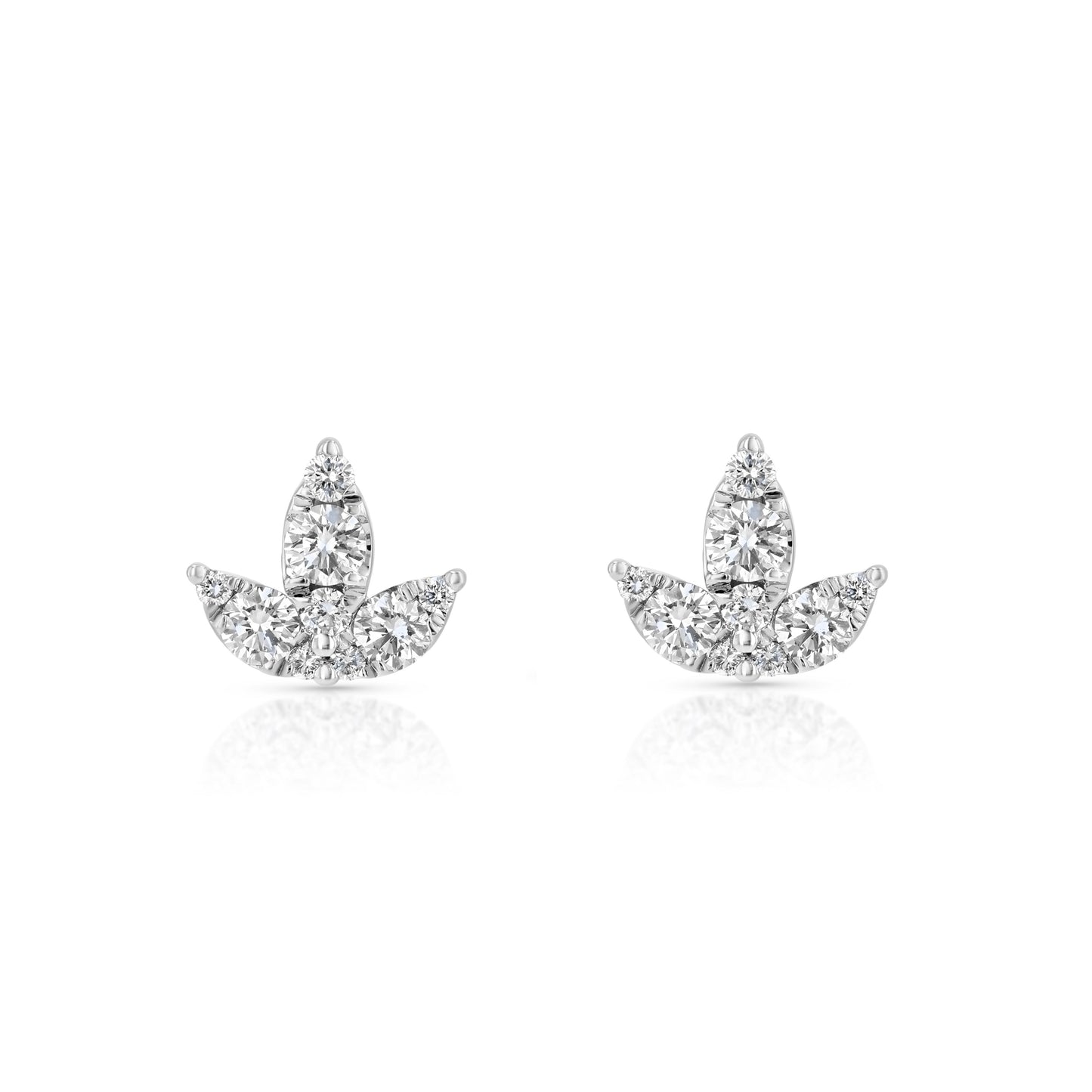 Diamond Floral Tulip Stud Earrings in 14k White Gold 0.68ctw – side profile | RockHer