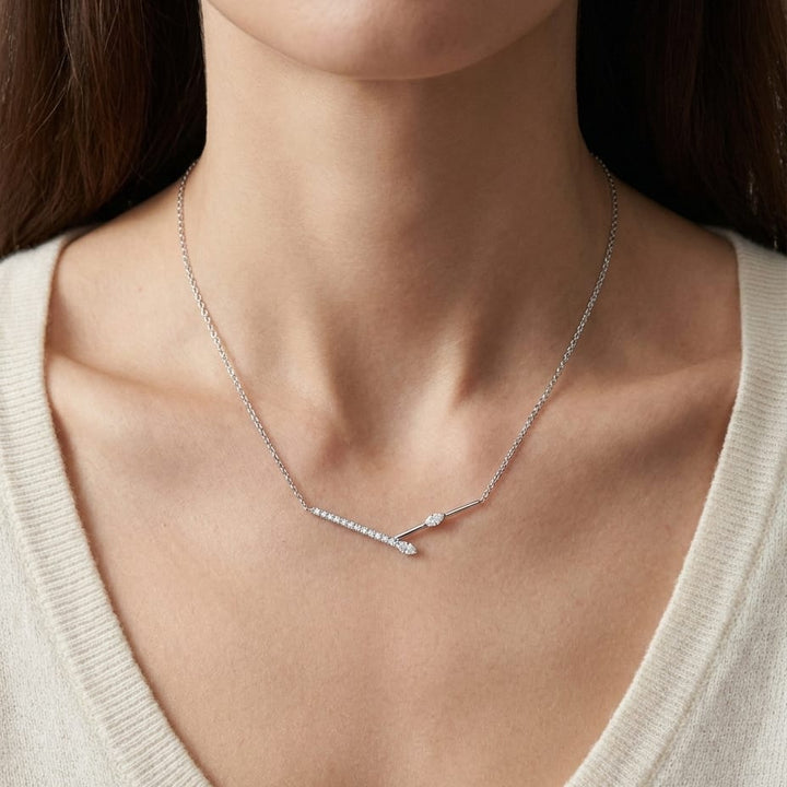 สร้อยคอเพชร ตัวเรือนทองคำขาว 14K จาก RockHer