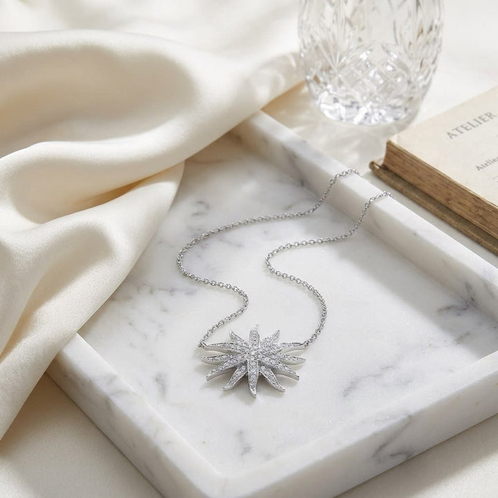 สร้อยคอเพชร ฝังปาเว่ ตัวเรือนทองคำขาว 14K จาก RockHer
