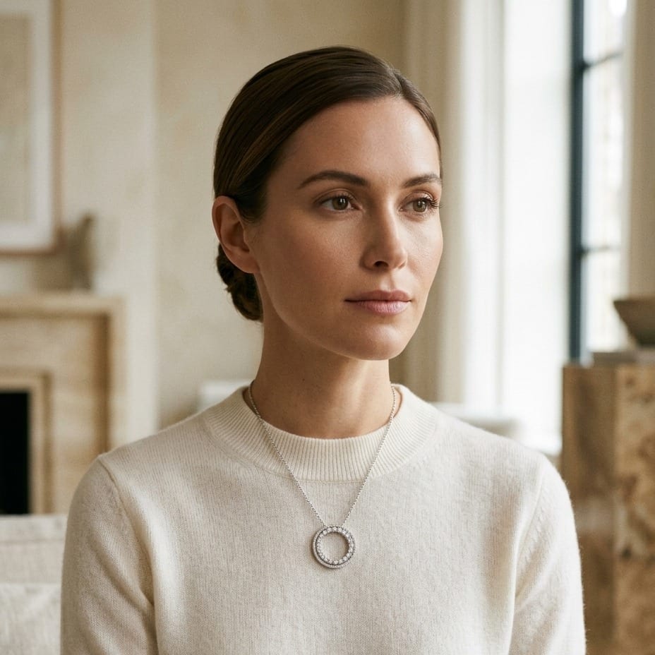 Diamond Double Halo 3-Way Necklace in 14 Karat White Gold 1-9/10ctw Adjustable 16-17-18 Inch in 14K White Gold - editorial