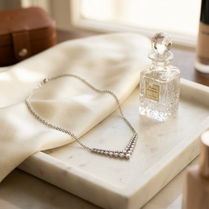 Diamond Chevron Necklace 1/2ctw in 14K White Gold - lifestyle