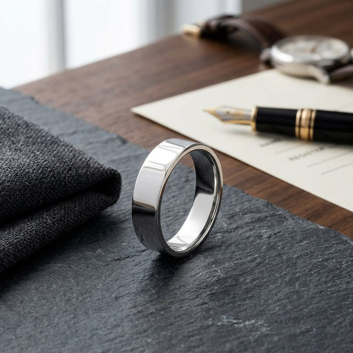 แหวนแต่งงาน ตัวเรือนทองคำขาว 14K จาก RockHer