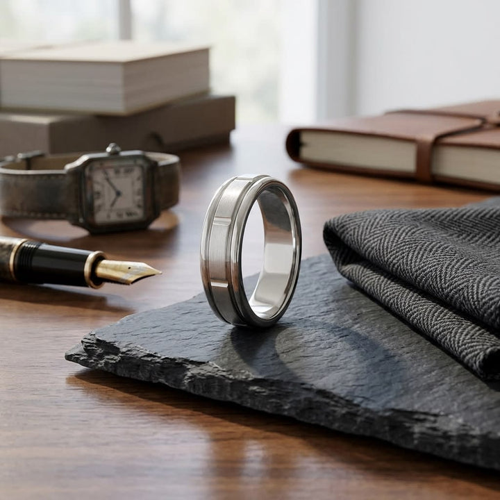 แหวนแต่งงาน ตัวเรือนทองคำขาว 14K จาก RockHer