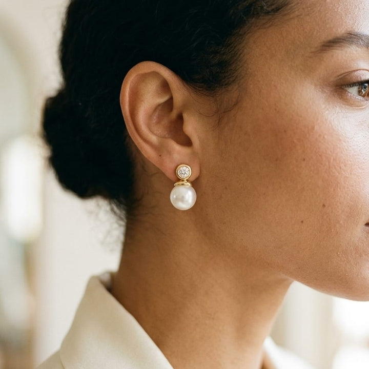 ต่างหูเพชร ตัวเรือนทองคำเหลือง 14K จาก RockHer