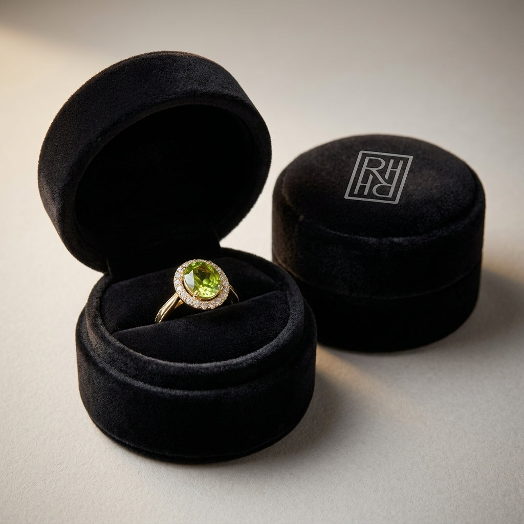 Diamond 1/6ctw & Peridot Ring Set in 14K Yellow Gold - presentation