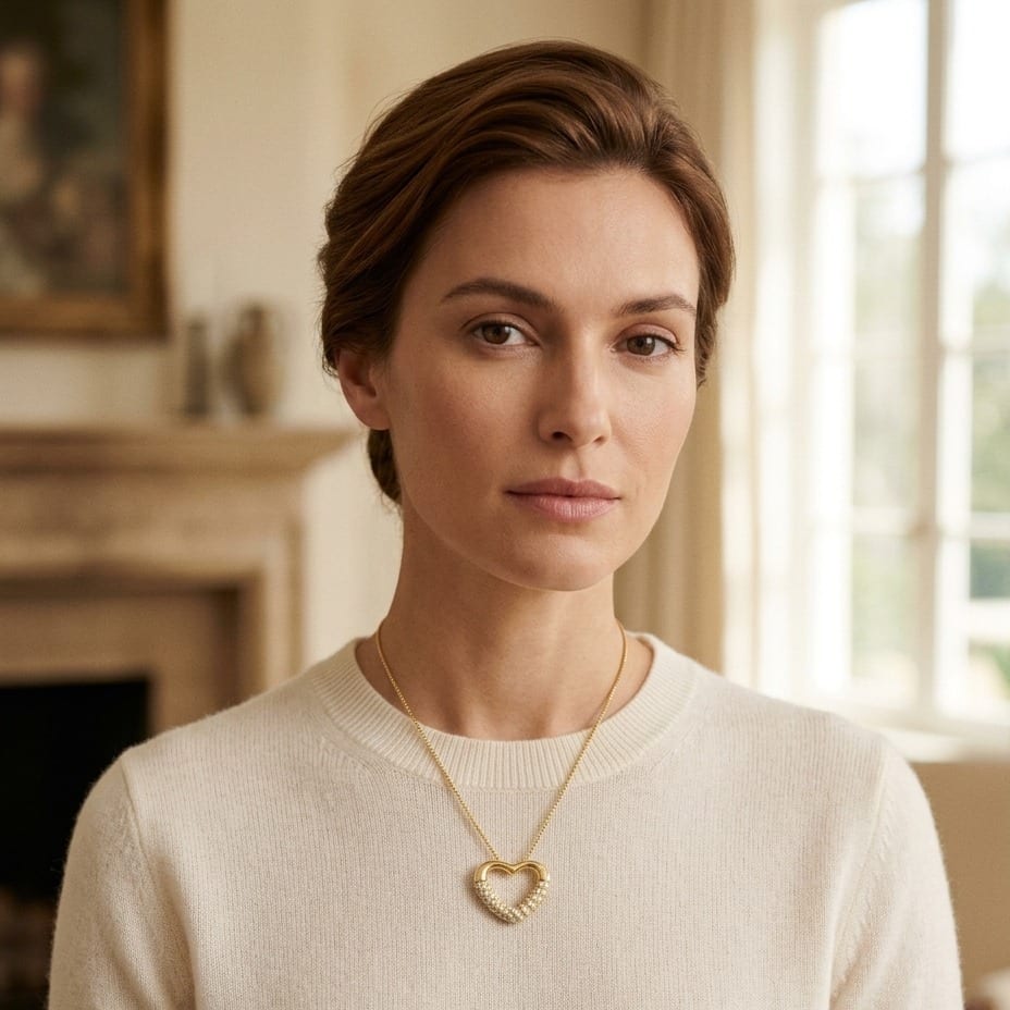 Diamond Open Heart Pendant 1/5 Ctw in 14K Yellow Gold - lifestyle