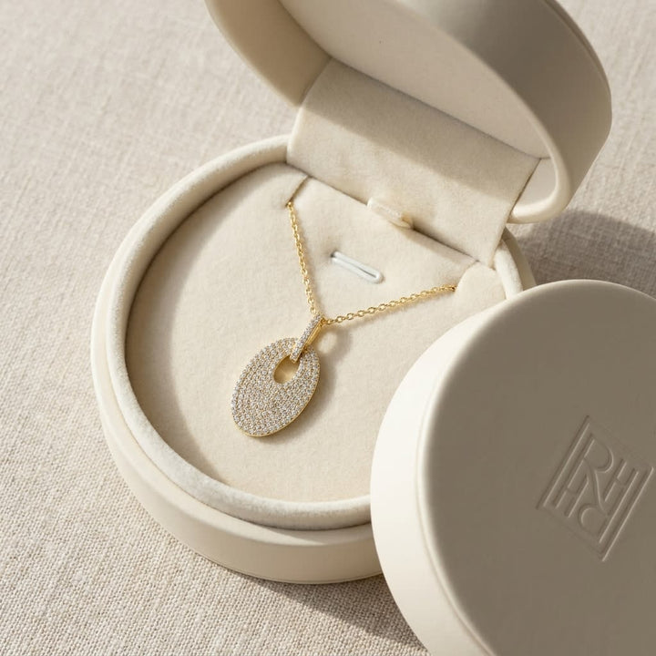 จี้เพชร ทรงรี ตัวเรือนทองคำเหลือง 14K จาก RockHer