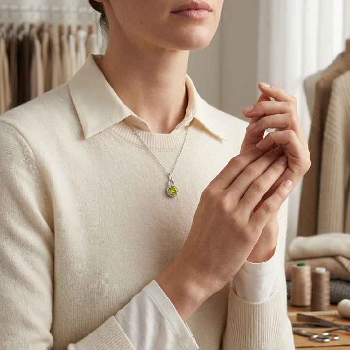 จี้ ทรงกลม ล้อมเพชร ตัวเรือนทองคำเหลือง 14K จาก RockHer