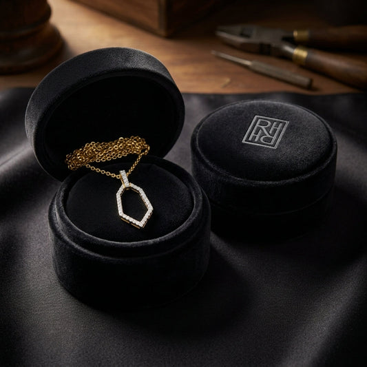 Diamond Open Kite Shield Pendant in 14k Yellow Gold 0.38ctw, 16-18 Inch Adjustable Cable Chain, in navy velvet jewelry box
