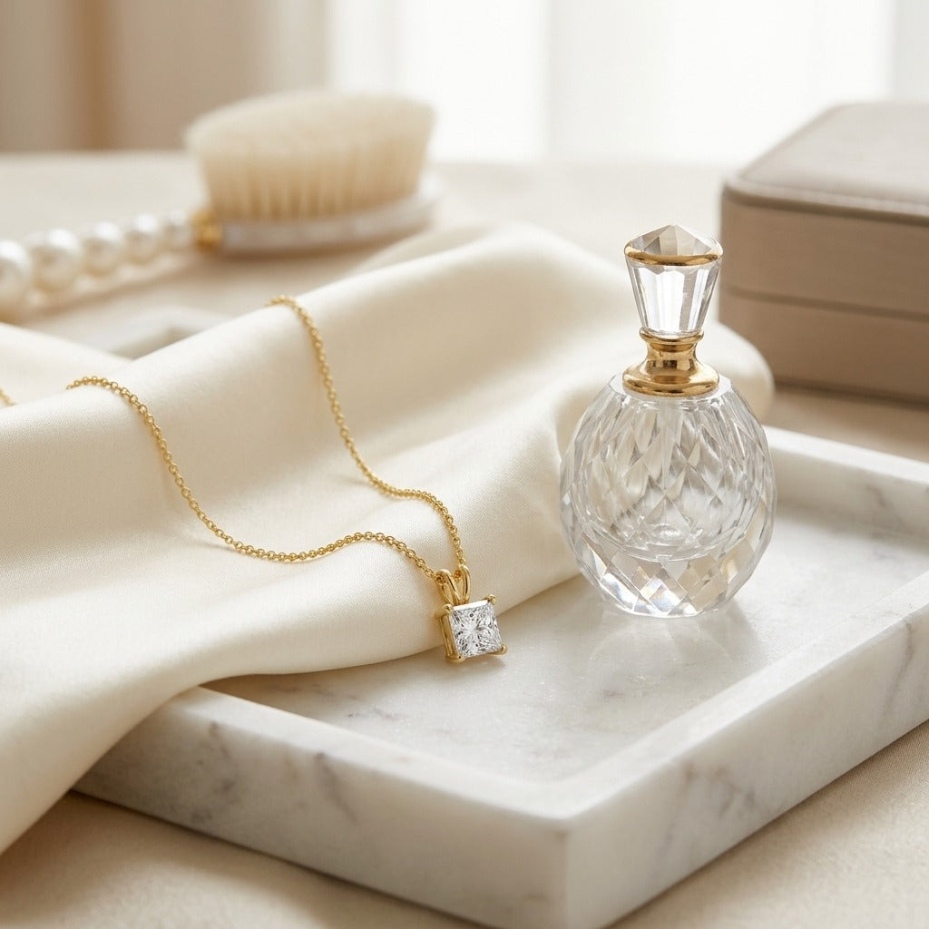 Princess Diamond Solitaire Pendant in a 4-Prong Basket Setting, 1ct. T.w. in 14K Yellow Gold - editorial